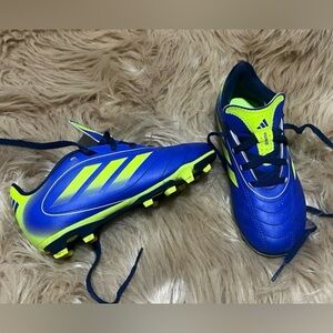 adidas Kids Sneakers Blue and Neon Yellow cleats like new